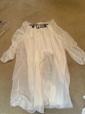 Chelsea & Violet White Beaded Chiffon Mini Dress
